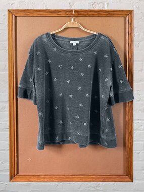 Jane and Delancey Gray top With Stars Size L